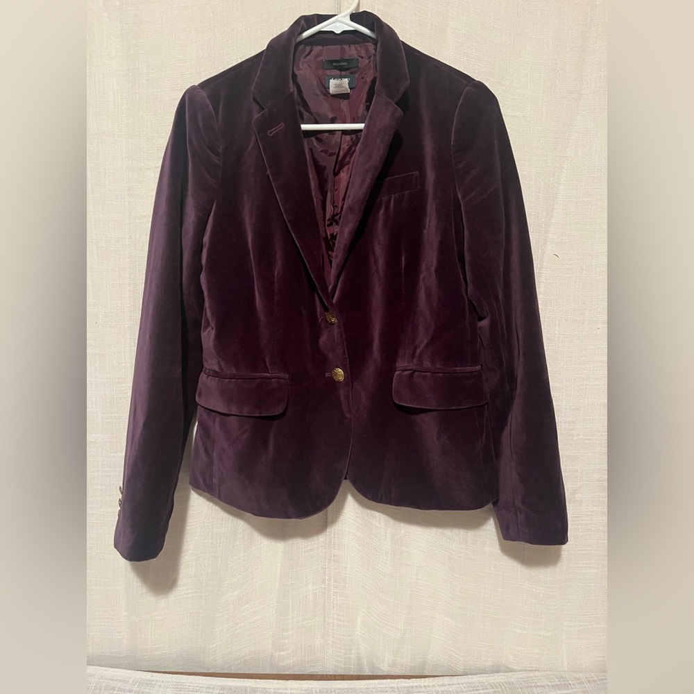 💜 J.Crew Schoolboy Velvet Blazer | Plum Burgundy | Size 2